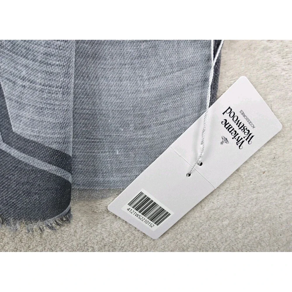 Vivienne Westwood Paris Orb Grey Lightweight Large Stole Wrap Scarf